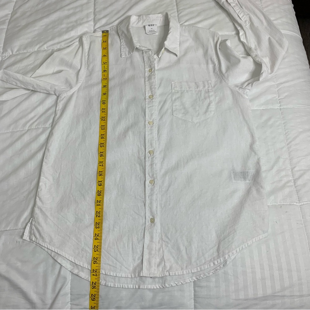 GAP The Easy Fit White Linen Blend Women’s Button-Down Shirt Size S - Picture 10 of 13